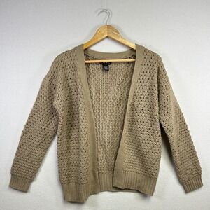 POOF NEW YORK Tan Open Front Knit Cardigan‎ Sweater Size S